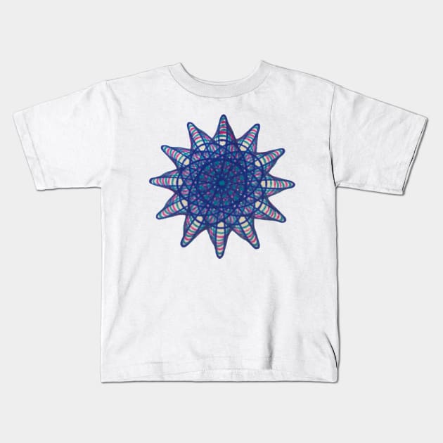 Spirograph Candy Shell Pattern Kids T-Shirt by Travelling_Alle